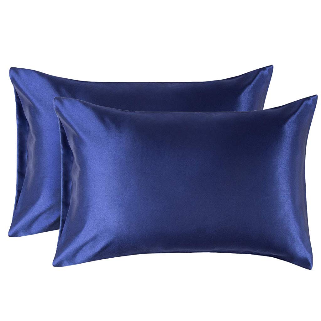 Supvox Pillowcase Set Satin Pillowcases for Hair and Skin, Pack of 2 Pillow Cover Standard Size (Blue 20*30inch) Supvox Pillowcase Set Satin Pillowcases for Hair and Skin, Pack of 2 Pillow Cover Standard Size (Blue 20*30inch)